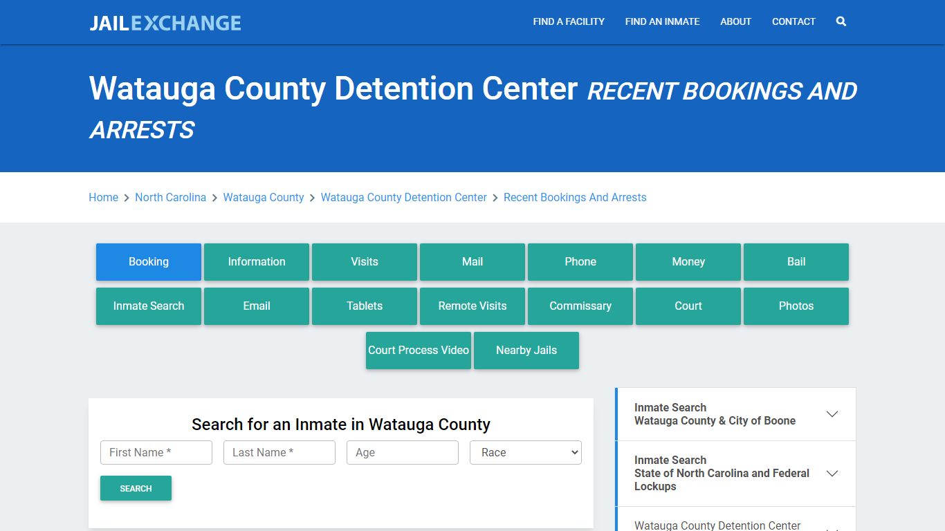 Watauga County Detention Center Recent Bookings And Arrests - Jail Exchange