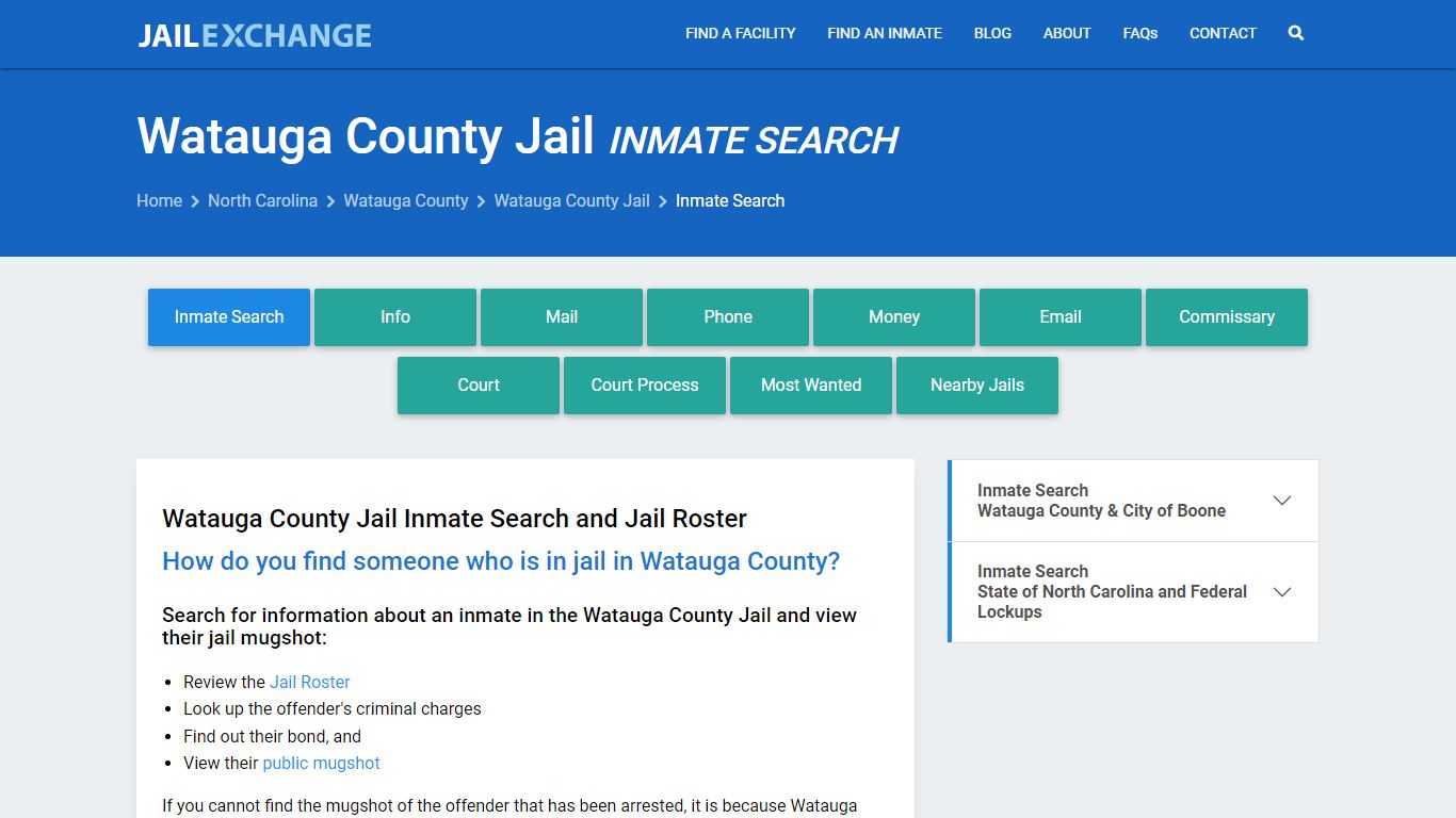 Inmate Search: Roster & Mugshots - Watauga County Jail, NC