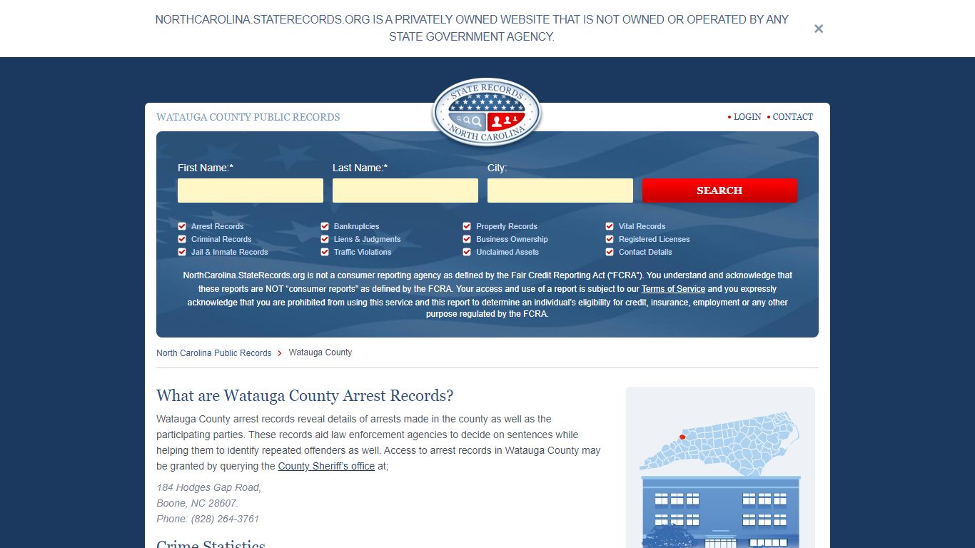 Watauga County Arrest, Court, and Public Records | StateRecords.org